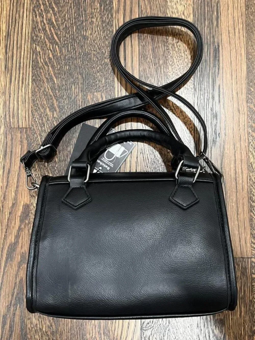 ed hardy black leather shoulder bag small / medium tote - Picture 2 of 5